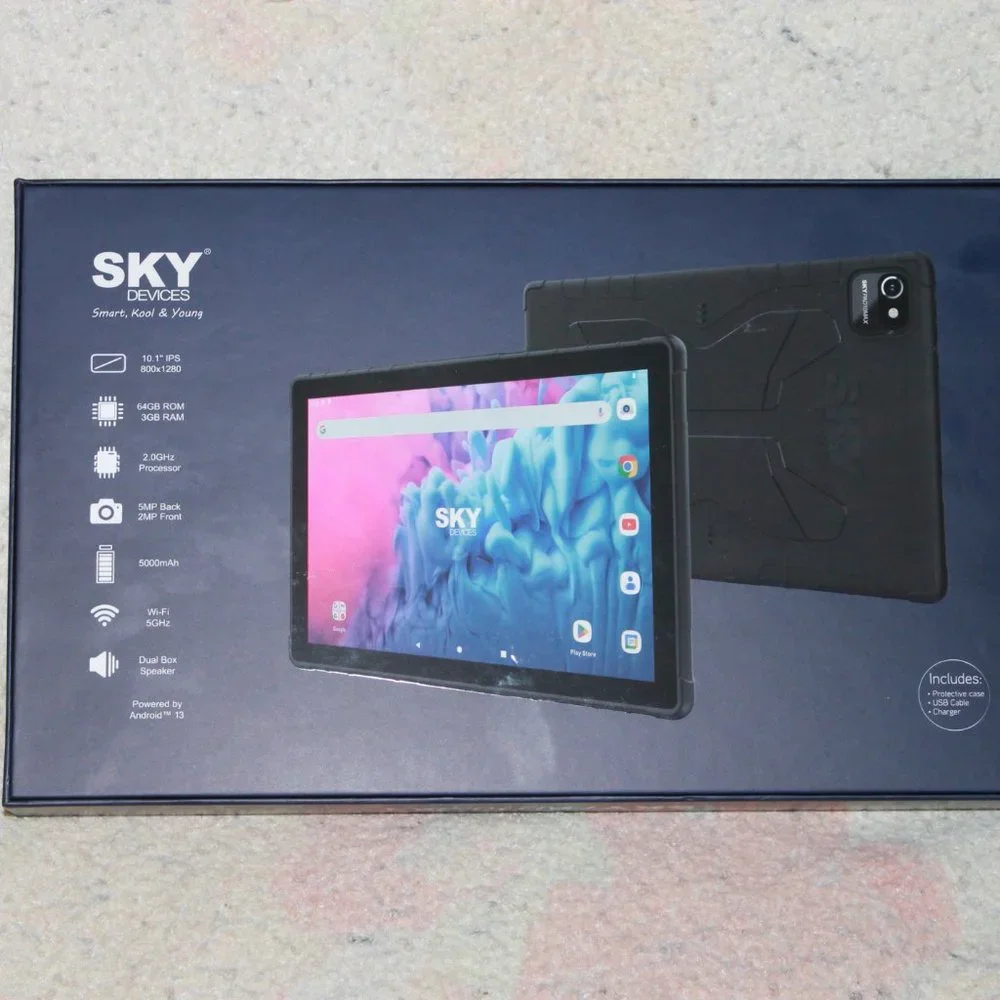 Brand New Android 13 Silver Skypad10max 32GB Tablet with Wifi and 5 MP Camera
